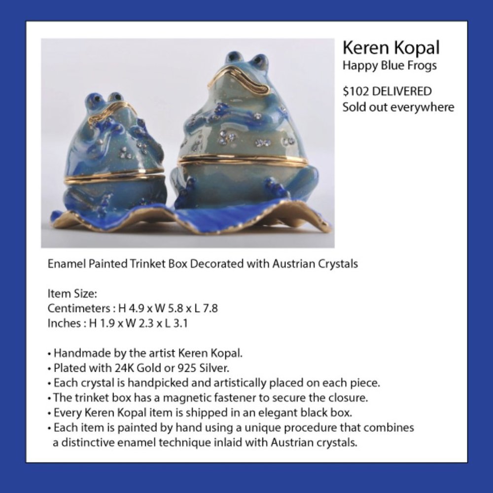 Keren Kopal Trinket Box Collecter's 'Happy Blue Frogs' (New in Box)